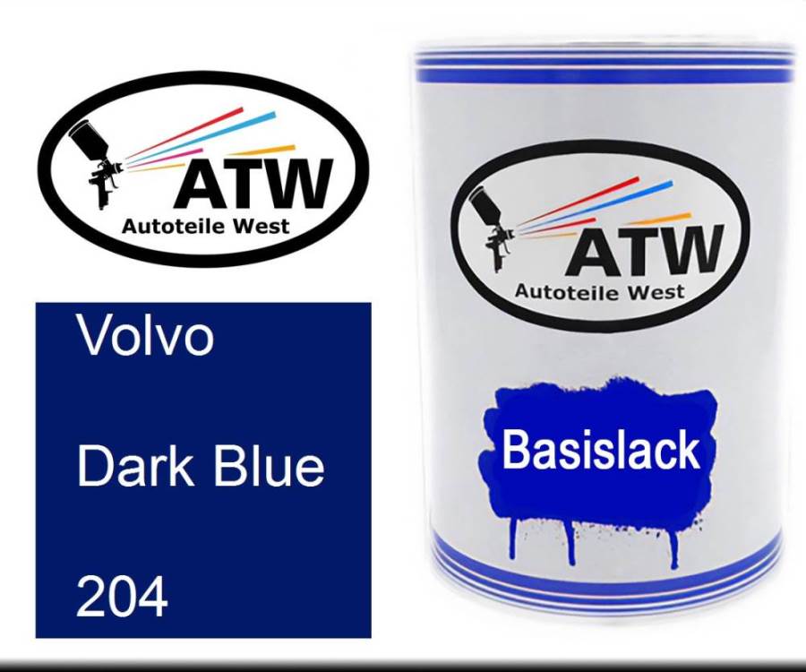 Volvo, Dark Blue, 204: 500ml Lackdose, von ATW Autoteile West.